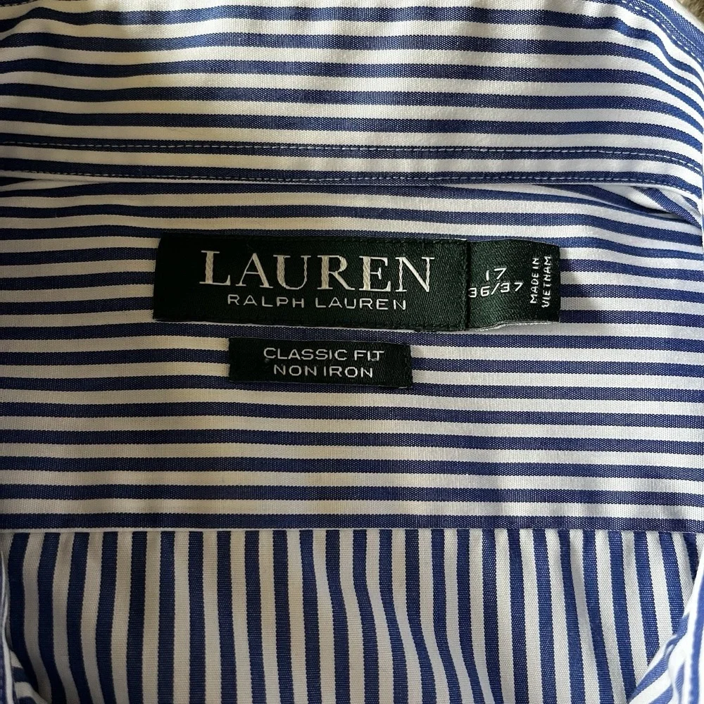 Ralph Lauren Classic Fit Non‎ Iron Stripe Dress Shirt 17 36/37